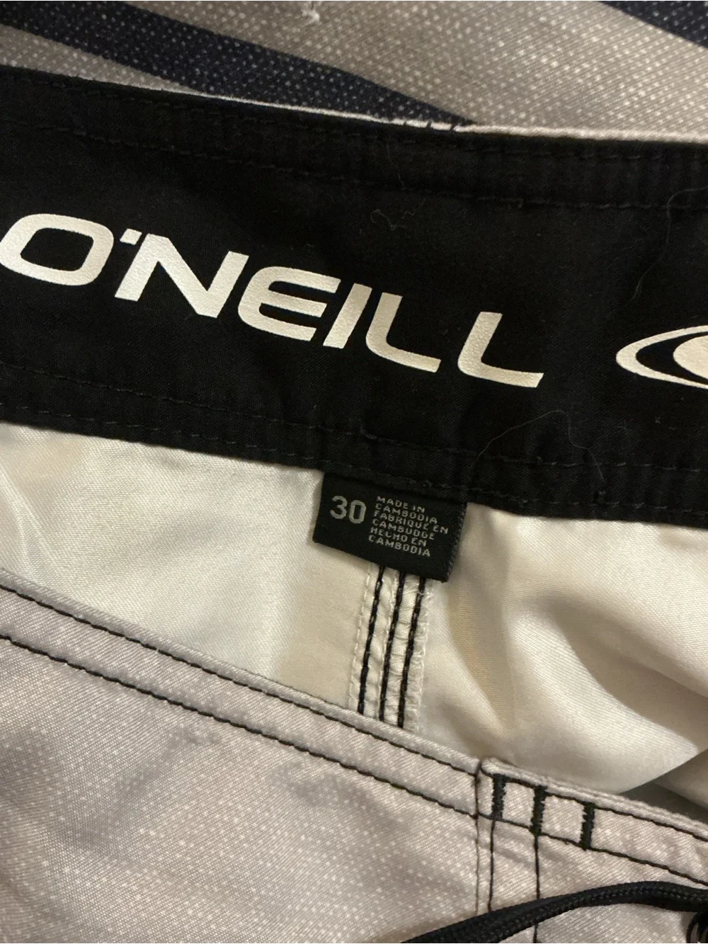 O'Neill Men's Striped Boardshorts in Beige, Black & Mint